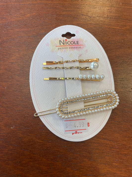 Pearl and Rhinestone Hairpin Set