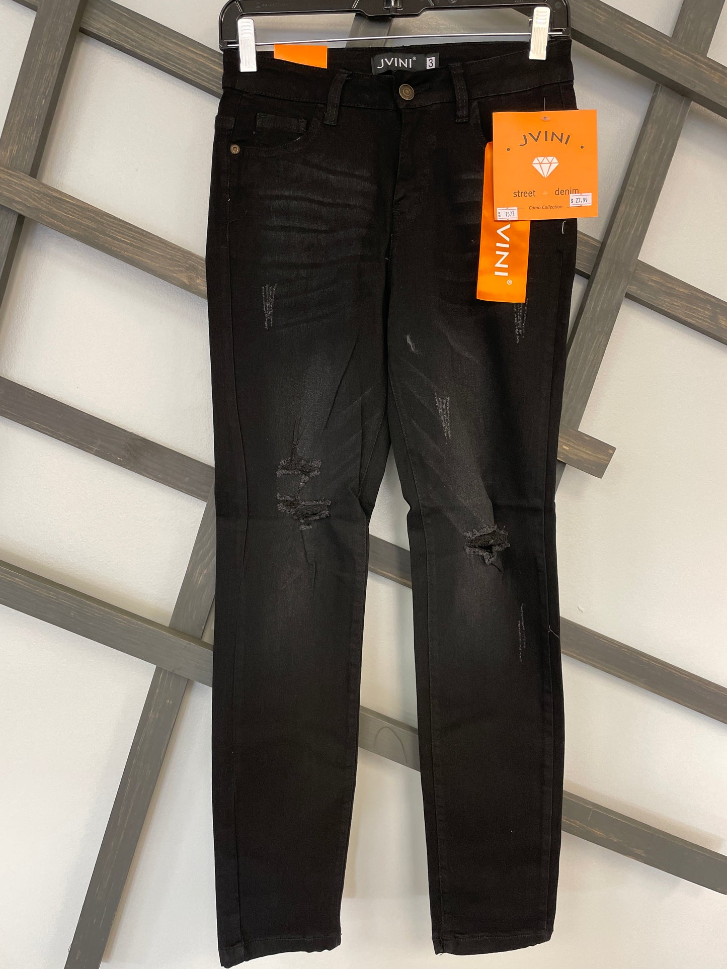 Black Distressed Jeggings