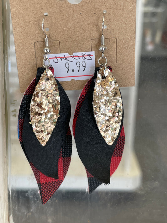 Gold and Plaid Earrings