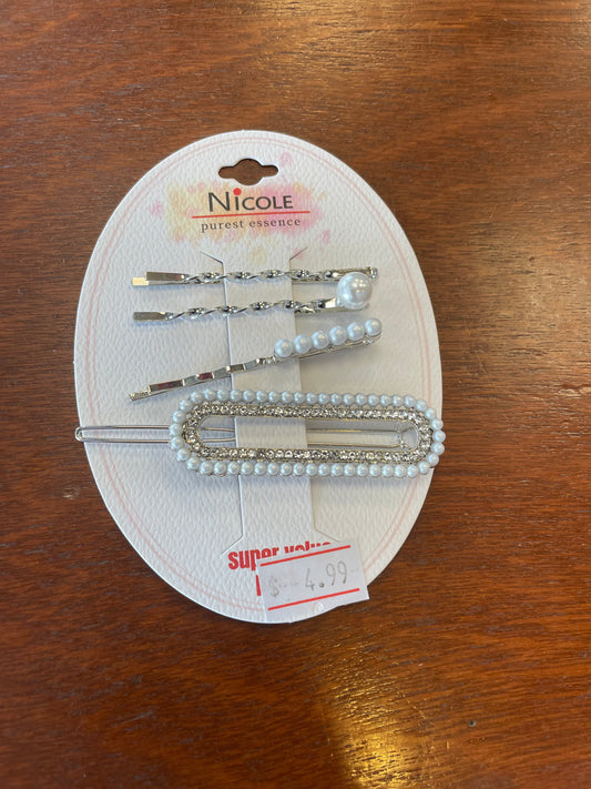 Pearl and Rhinestone Hairpin Set