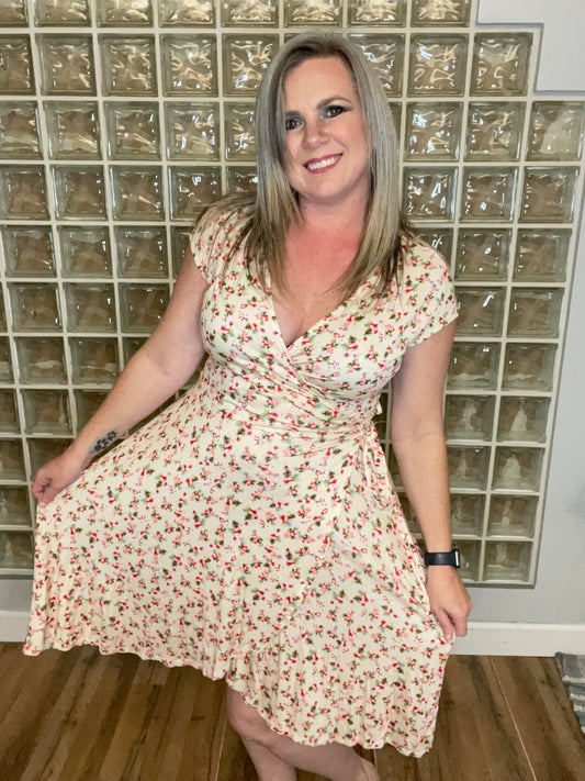 Floral Wrap Dress-Plus