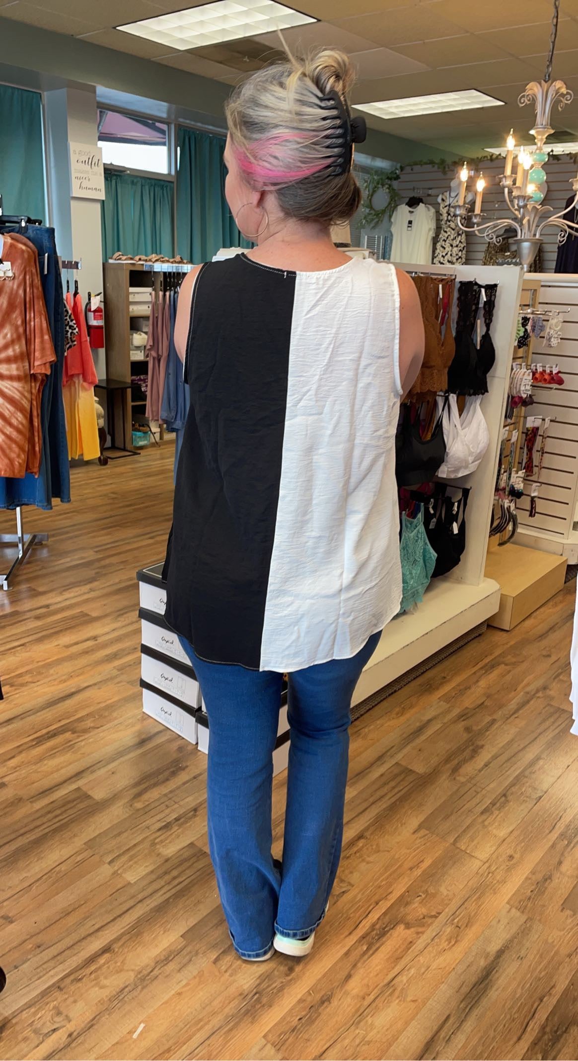 Sleeveless Colorblock Top-Plus