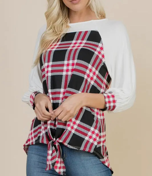 Game Day Plaid Top