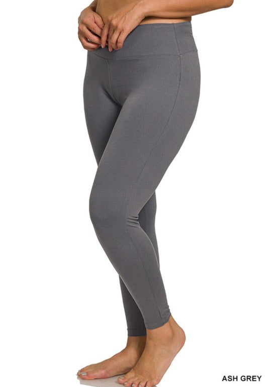 Grey Microfiber Leggings-Plus