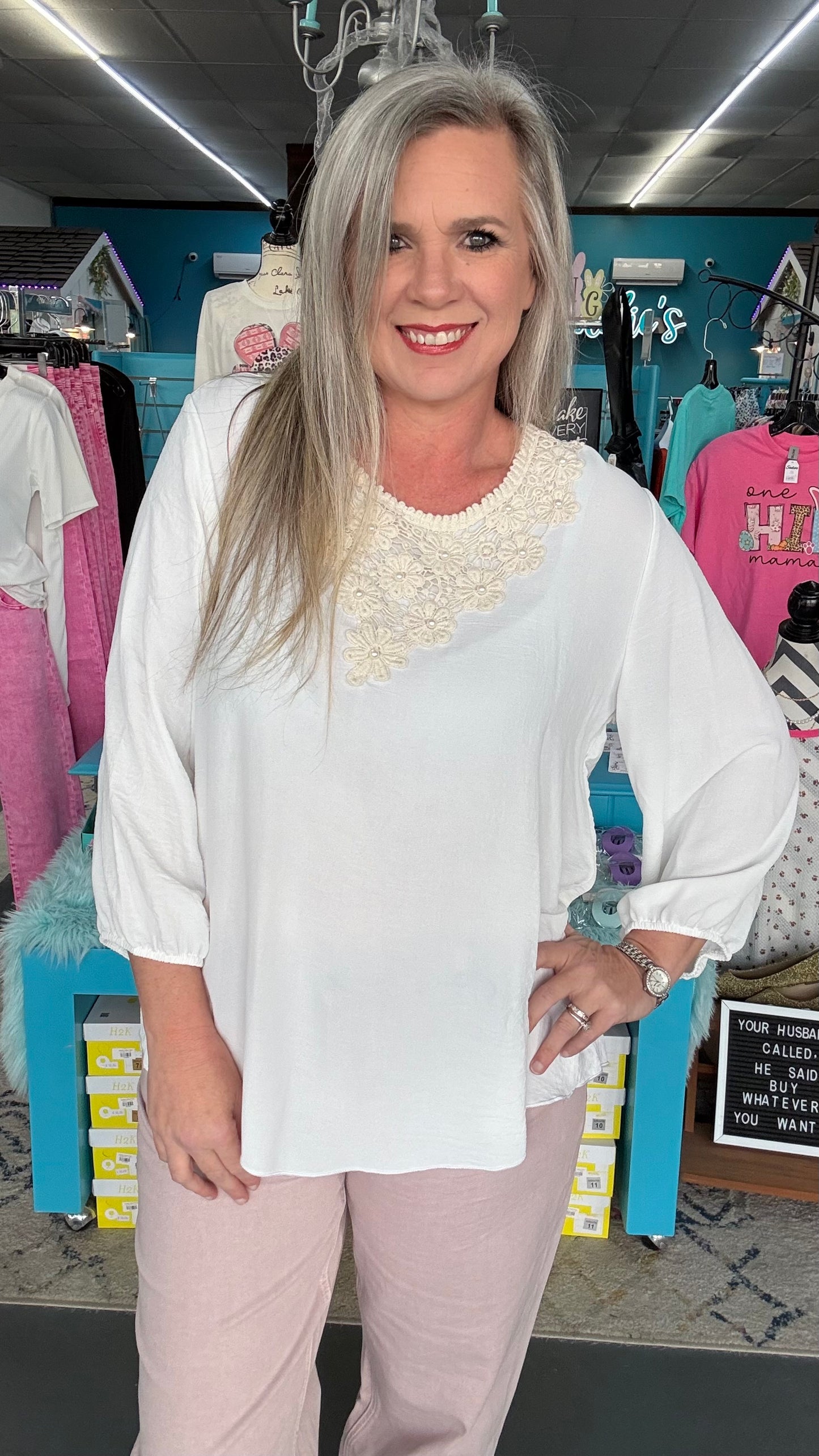 Crochet Floral Blouse-Plus