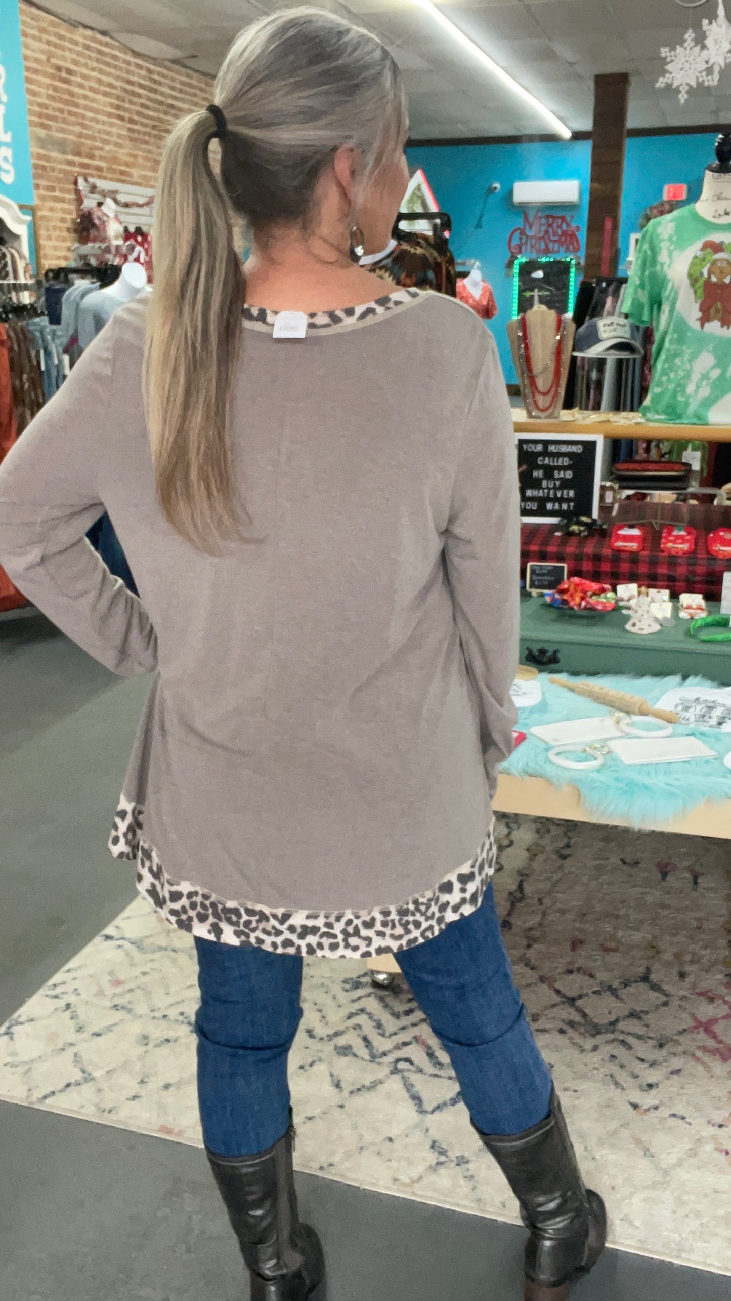 Leopard Trim Tunic-Plus