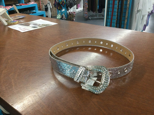 Rhinestone buckle glitter belt