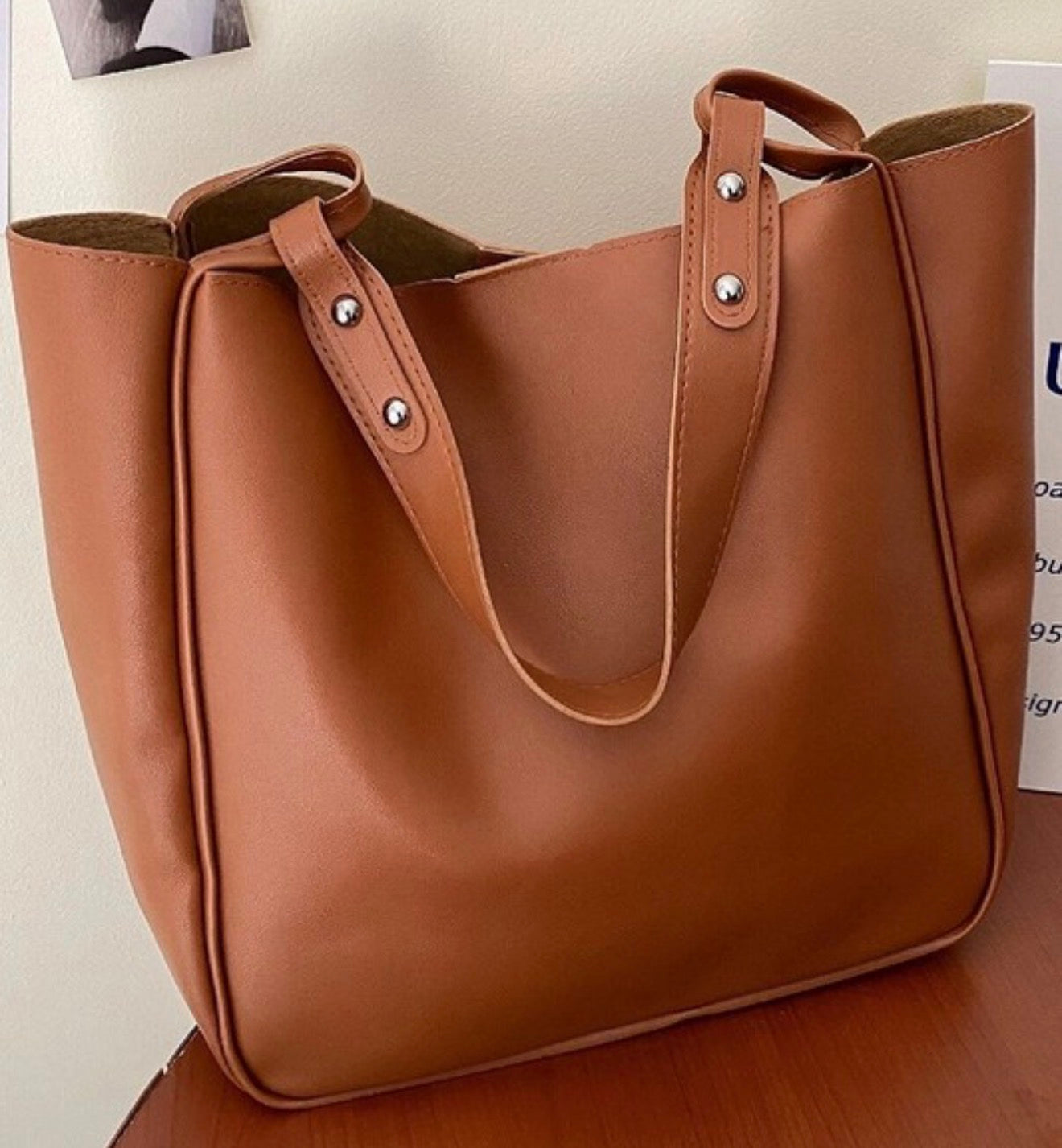Vegan Leather Shoulder Tote