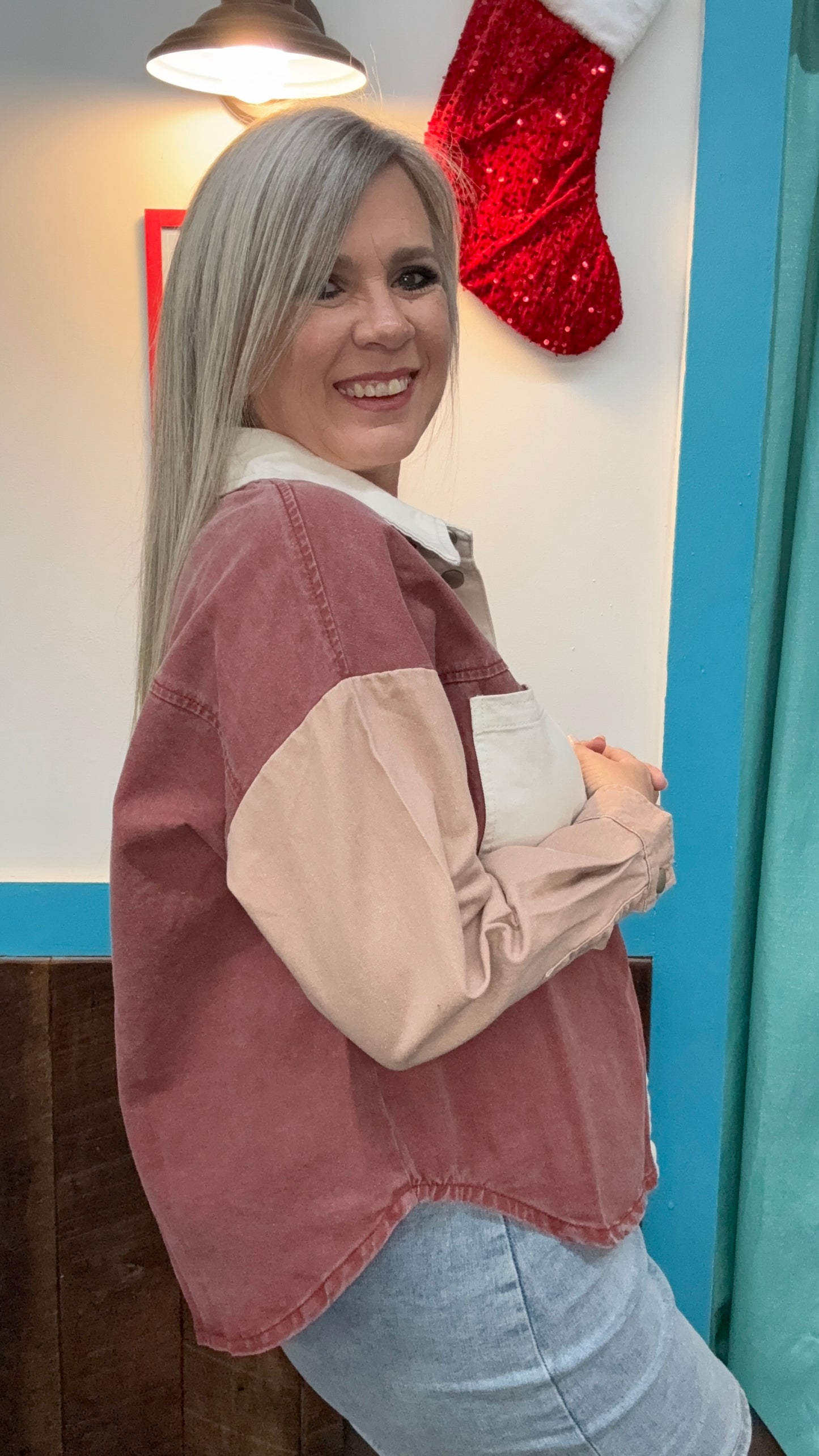 Tri-Color Denim Shacket