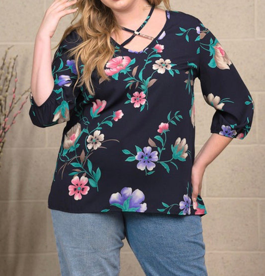 Floral Woven Top-Plus
