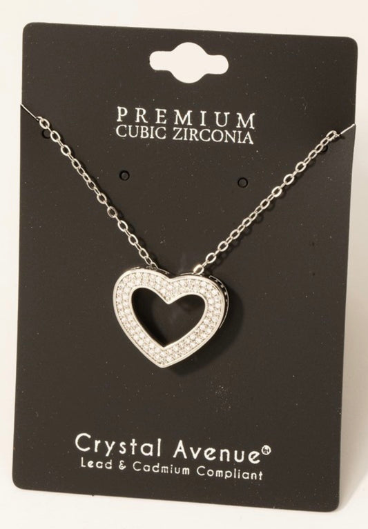 Cubic Zirconia Heart Necklace