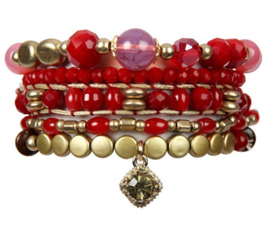 Red/Gold Bracelet Stack