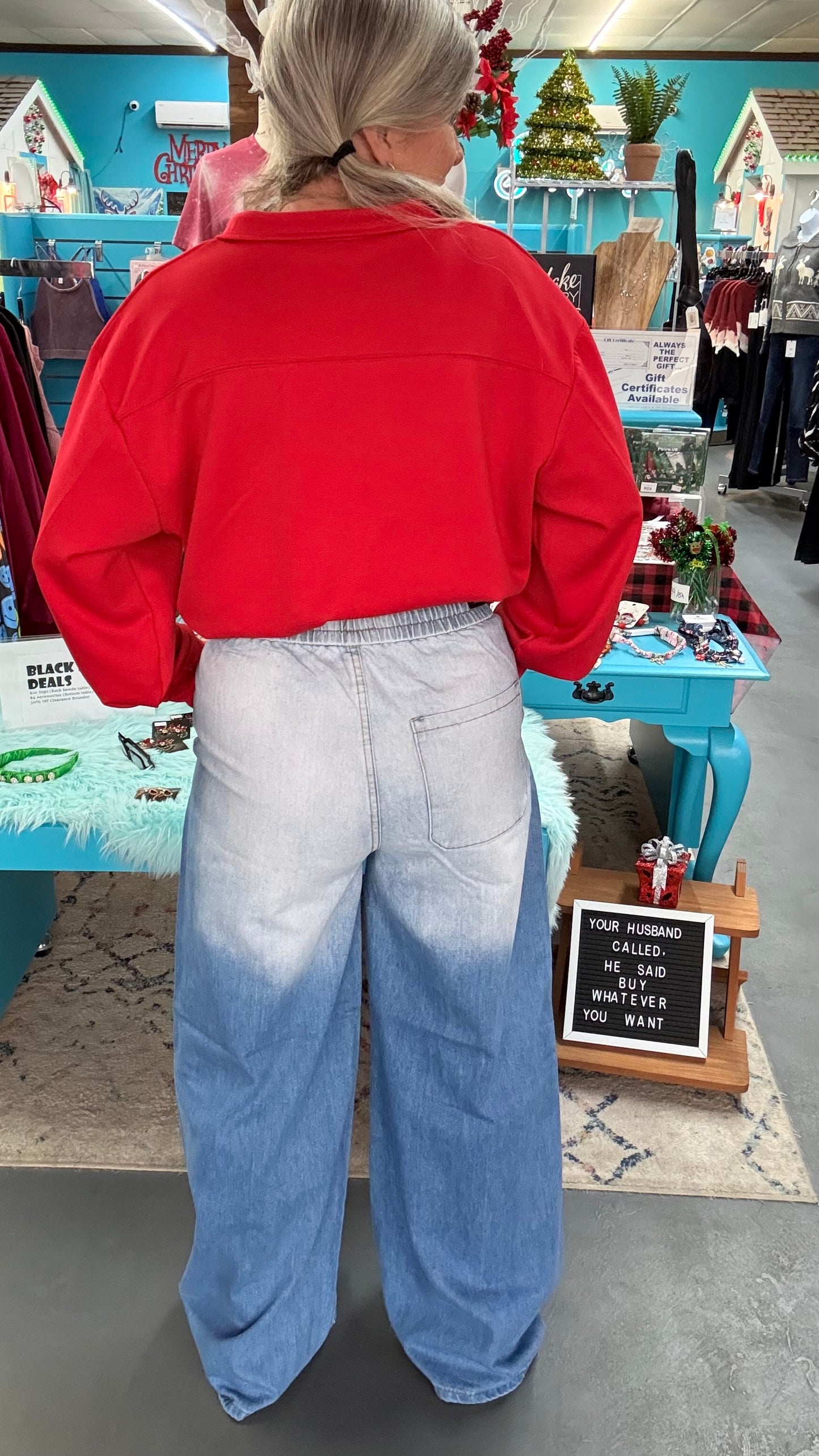 Pull-On Wide Leg Jeans