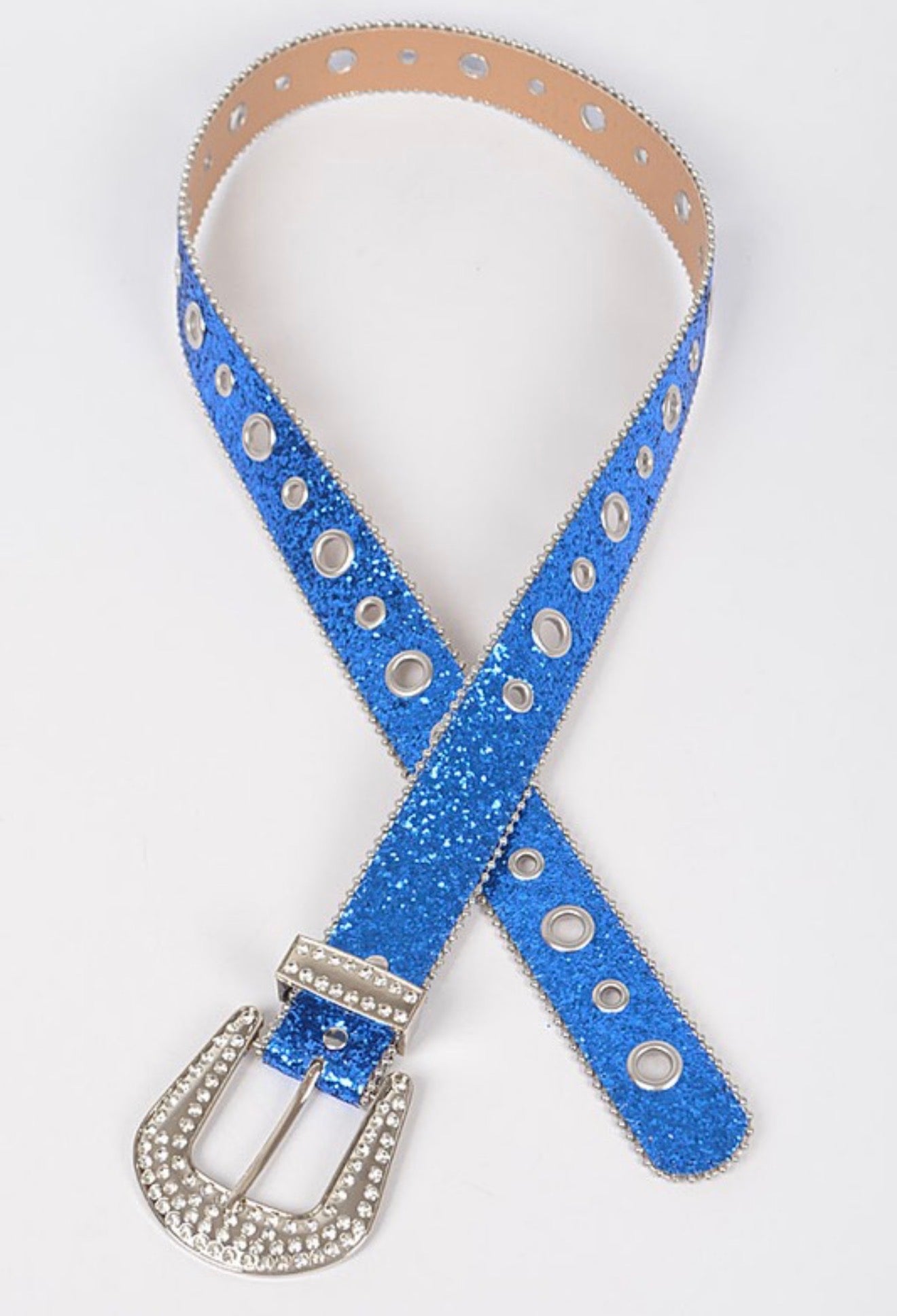 Rhinestone buckle glitter belt