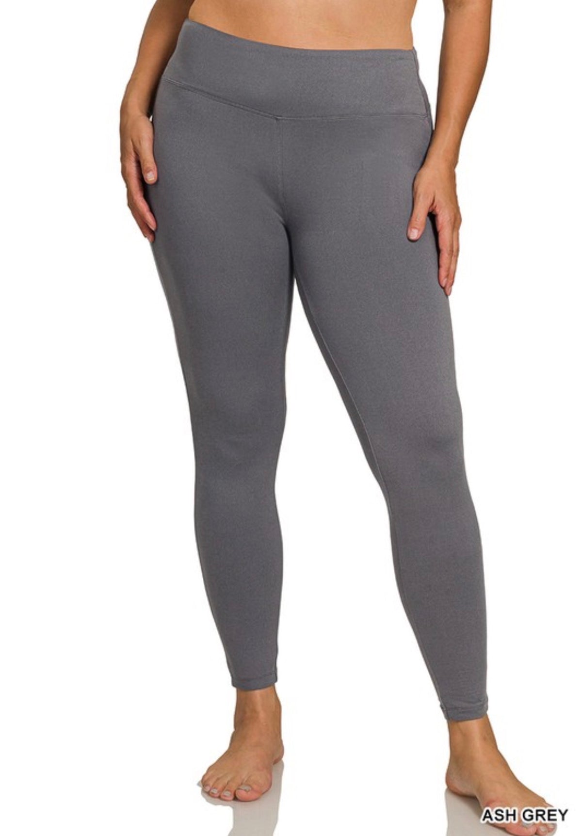 Grey Microfiber Leggings-Plus