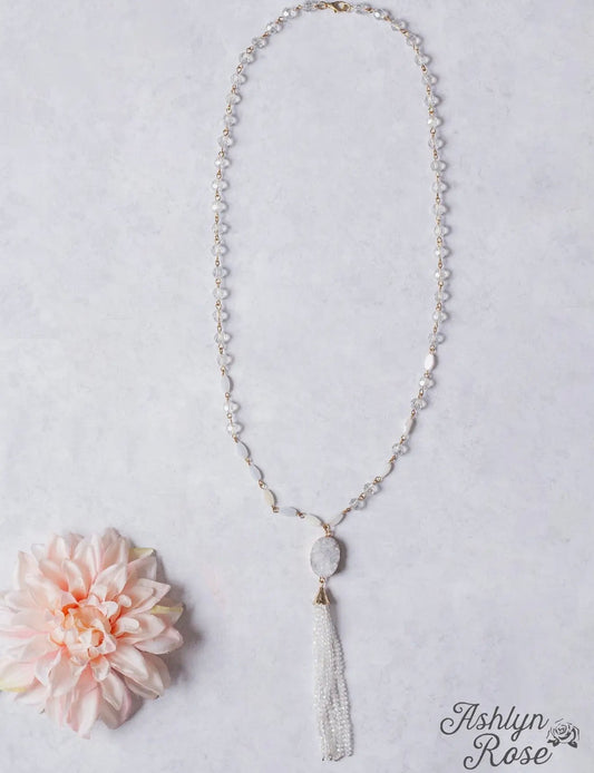 White Druzy Pendant Necklace