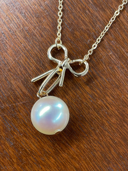 Pearl Bow Necklace Set