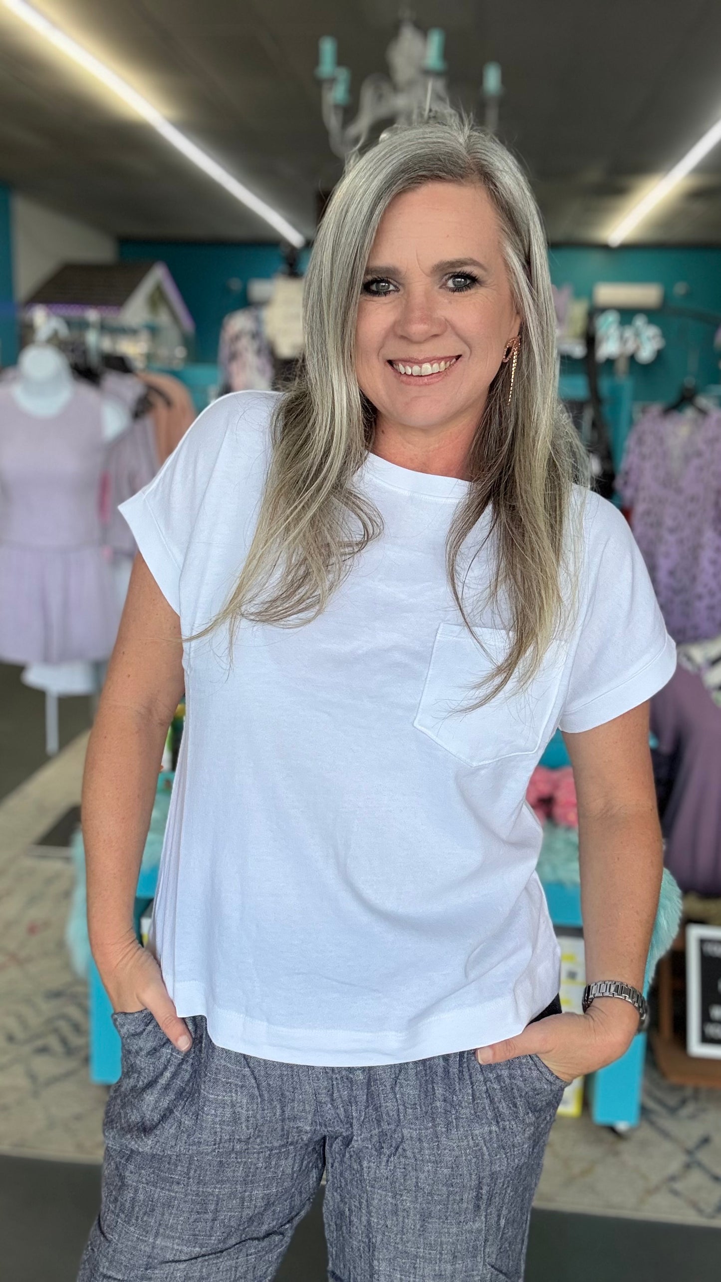 Cuff Sleeve Pocket Tee