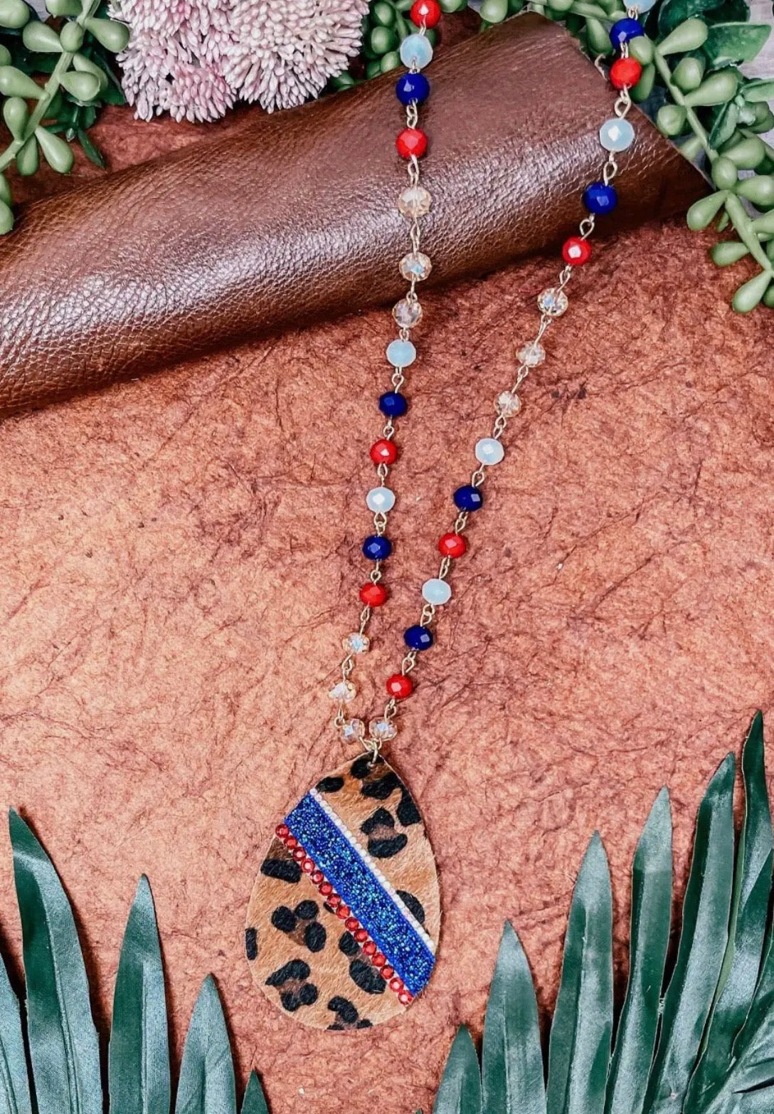 Patriotic Leopard Necklace or Earrings