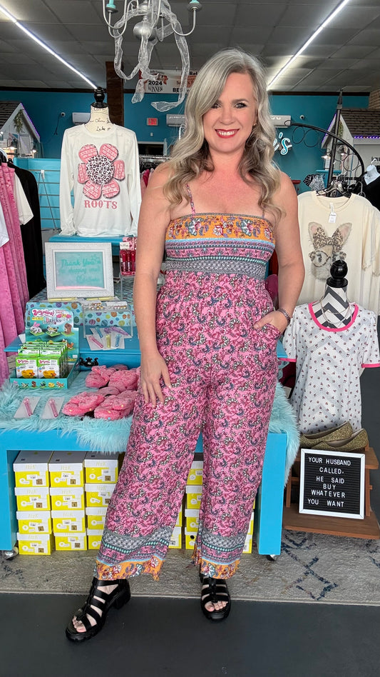 Floral Smocked Jumpsuit