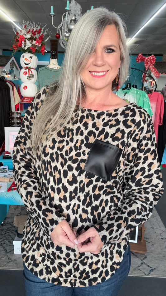 Leather Pocket Leopard Dolman
