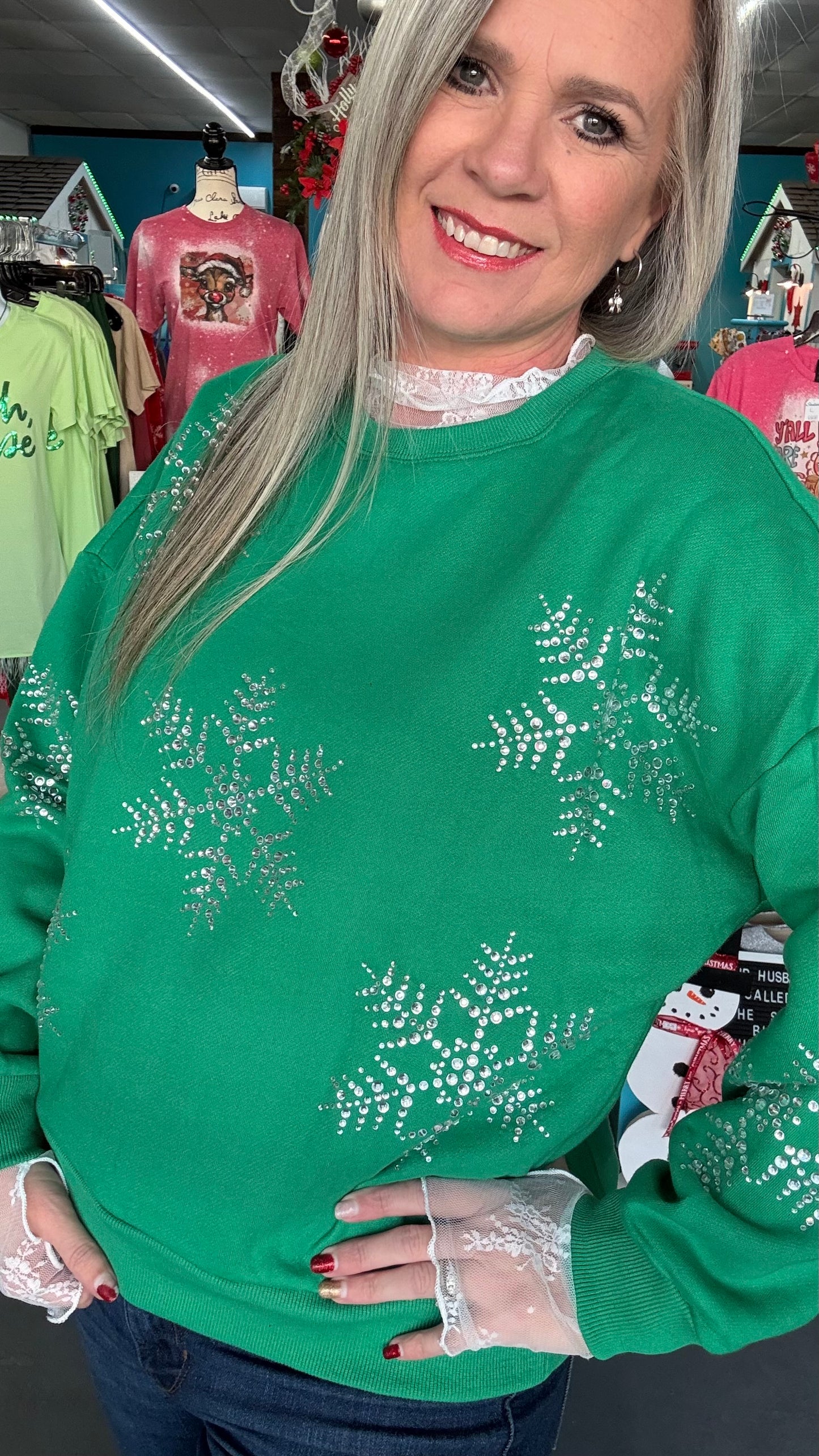 Rhinestone Snowflake Sweatshirt