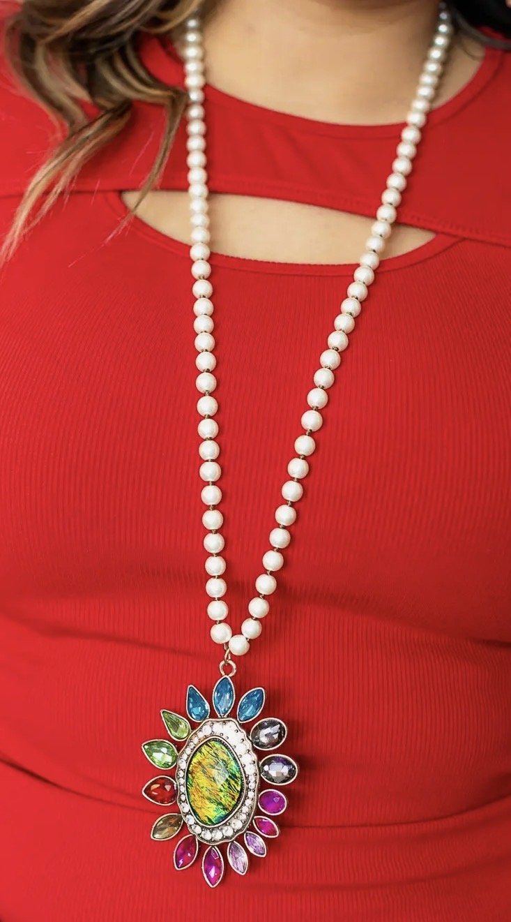 Long Pearl Pendant Necklace