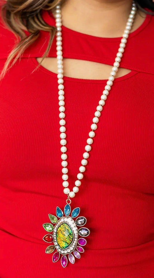 Long Pearl Pendant Necklace