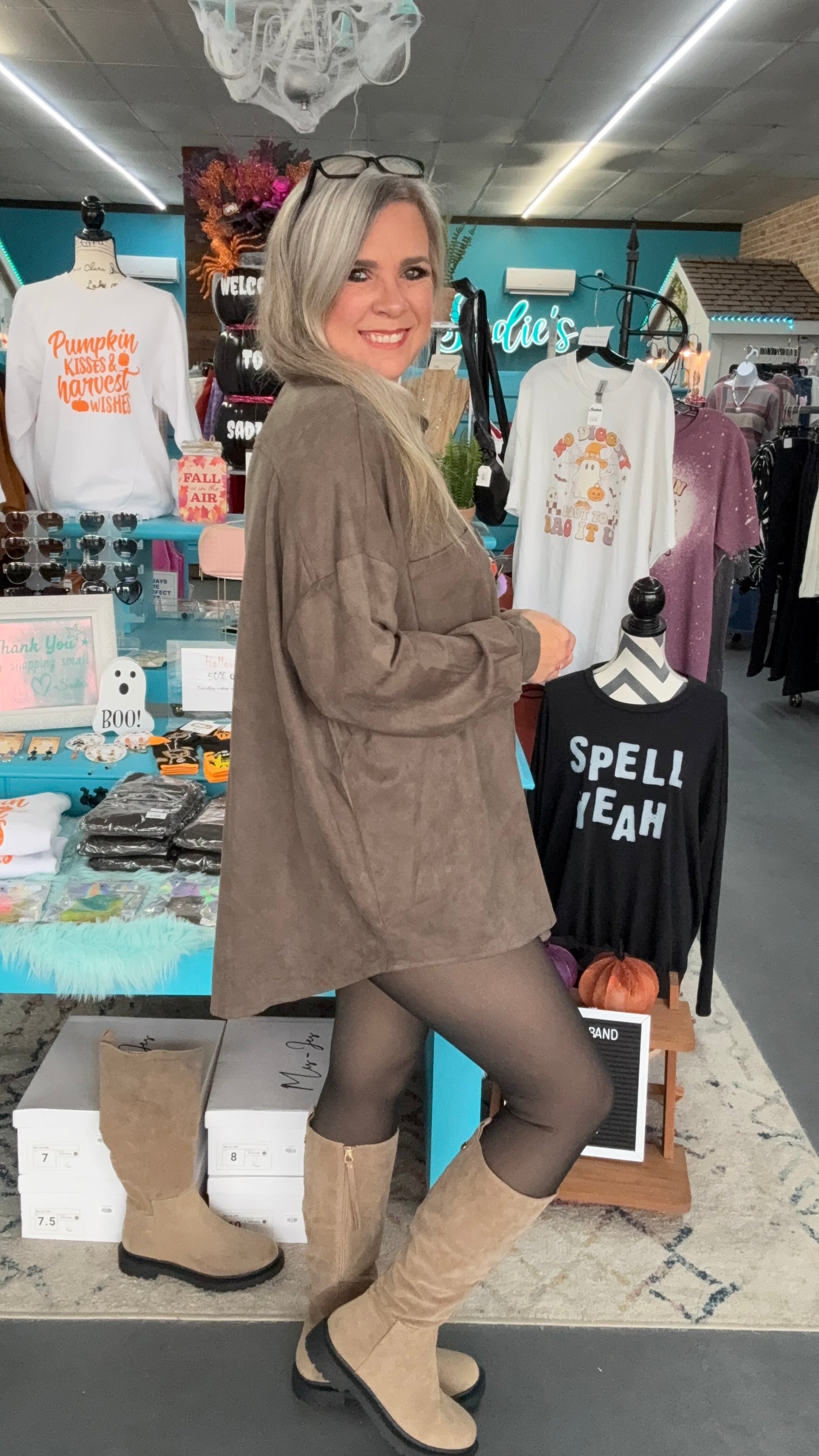 Olive Brown Suede Shacket