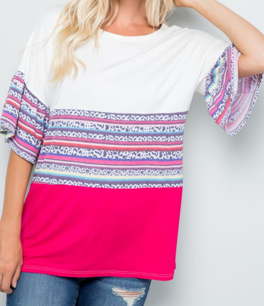 Leopard Bell Sleeve Top