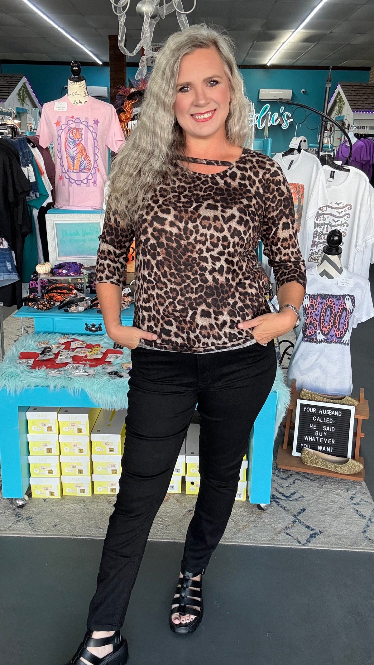 Leopard Cutout Top