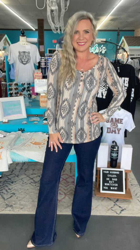 Tribal Ribbed Top