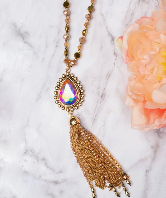 Gold Bead and Chain Necklace