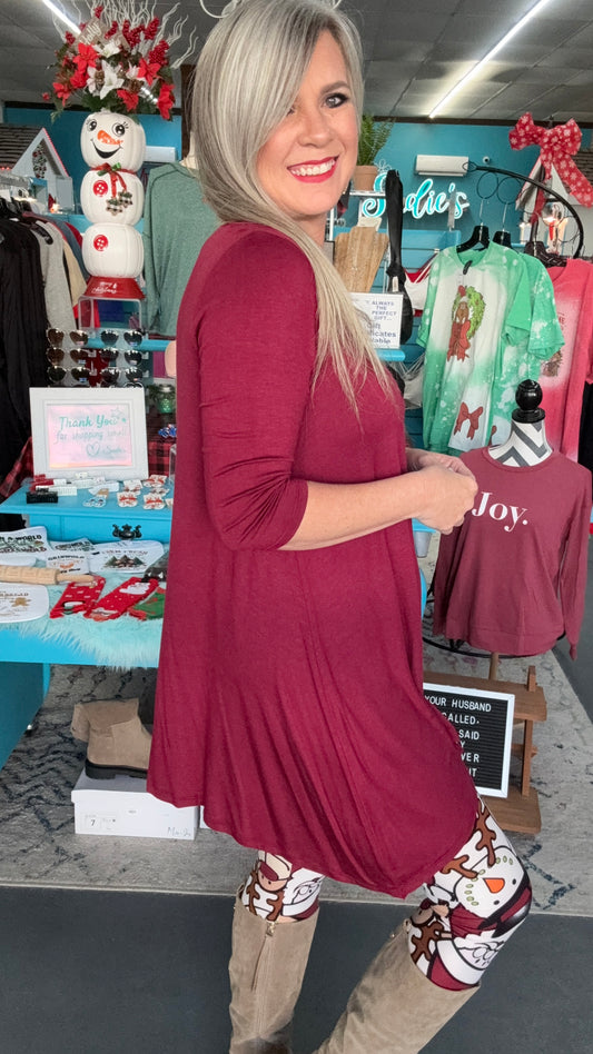 Maroon Holiday Tunic