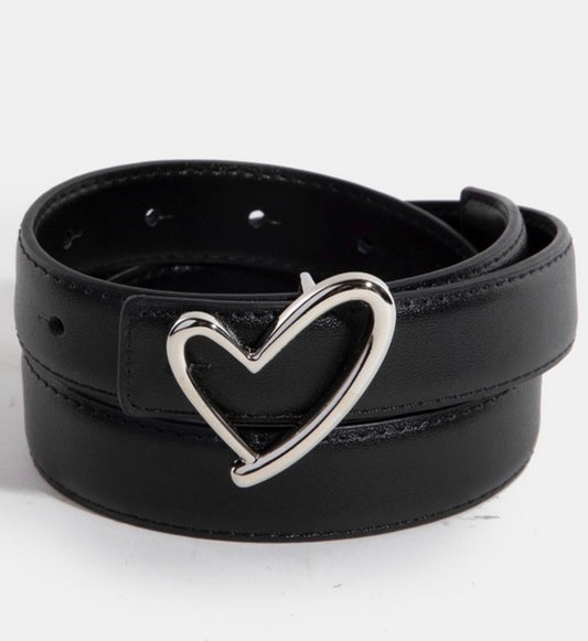 Leather Heart Buckle Belt