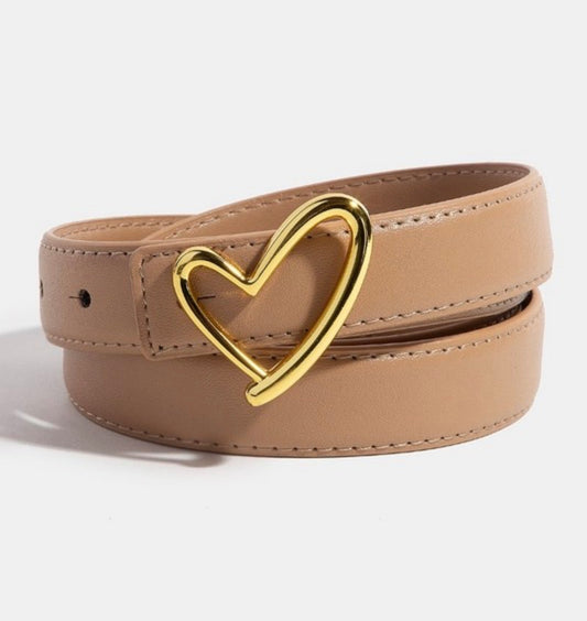 Leather Heart Buckle Belt
