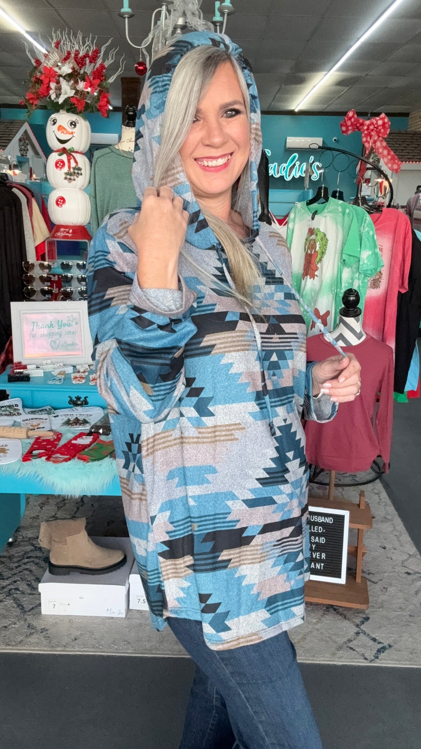 Blue Tribal Hoodie-Plus