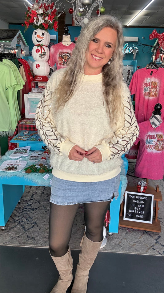 Fuzzy Sequin Sweater-Plus