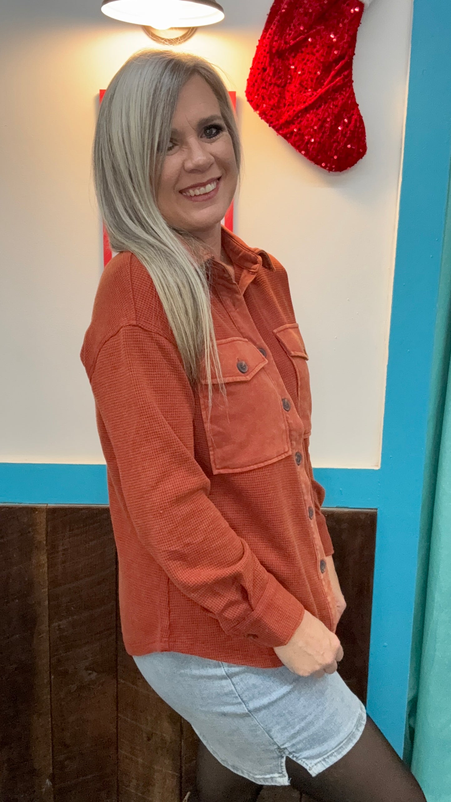 Washed Waffle Shacket