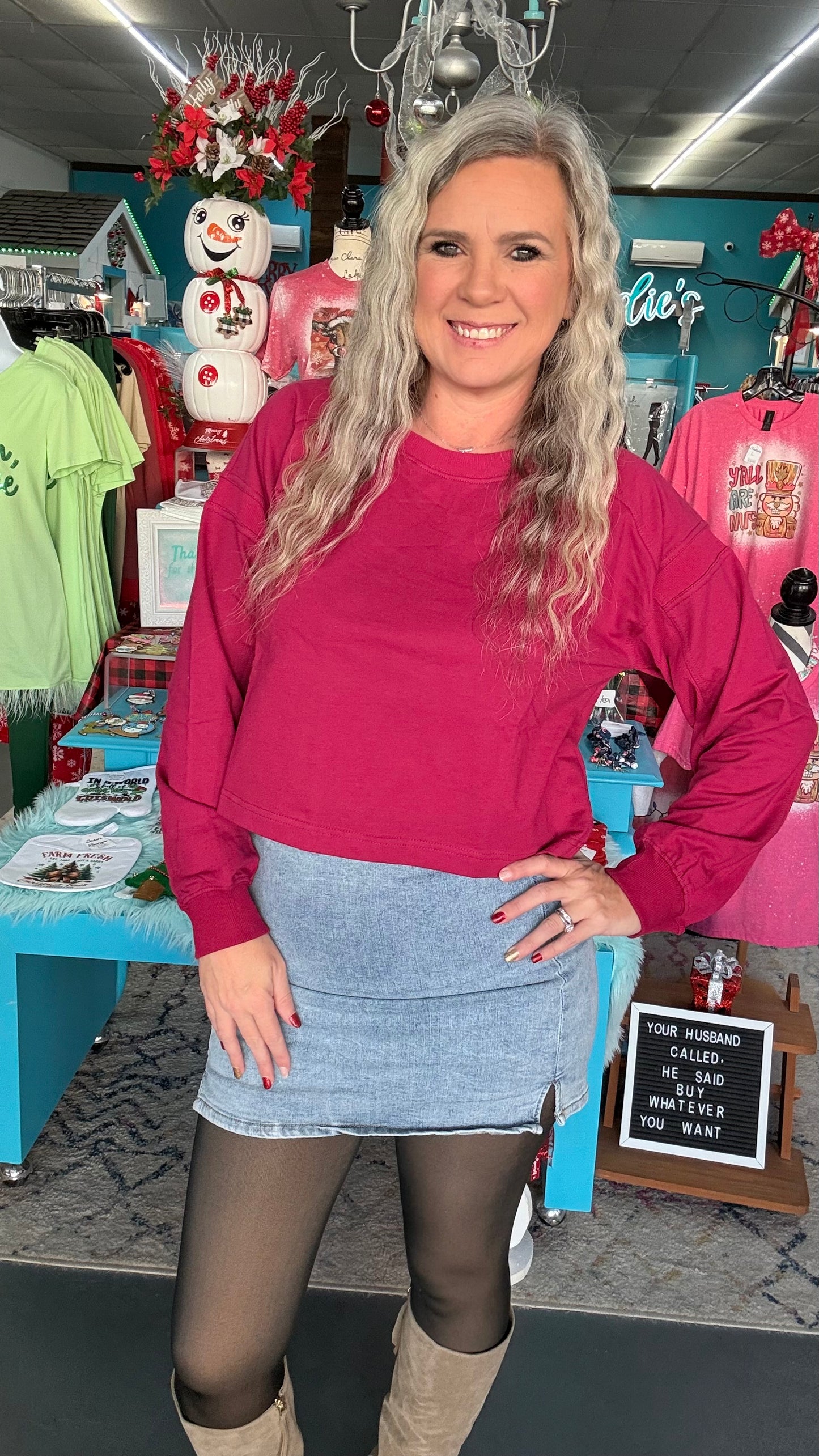 Berry Cropped Sweatshirt