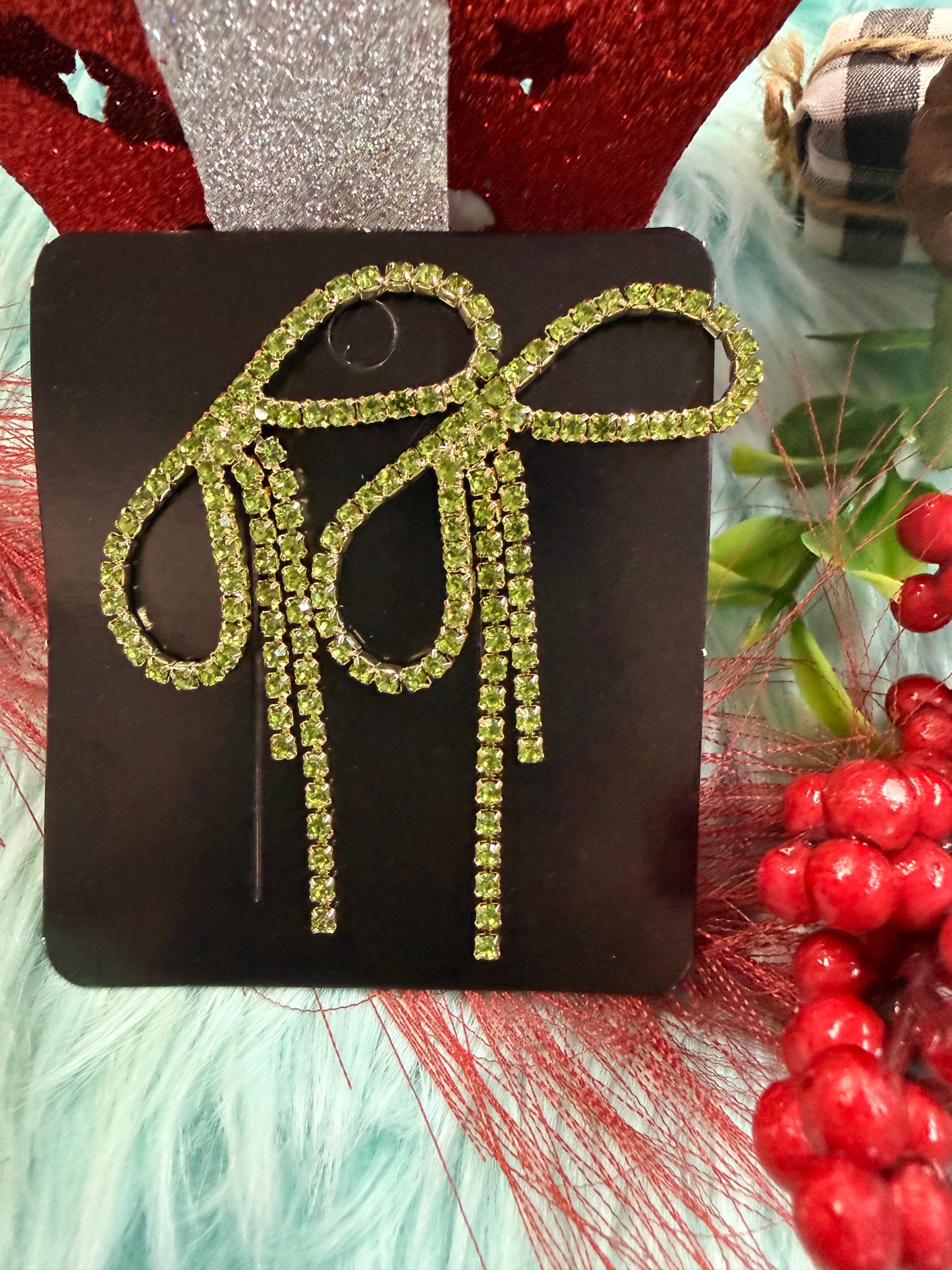 Rhinestone Bow Earrings