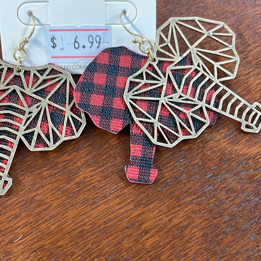 Plaid Elephant Earrings