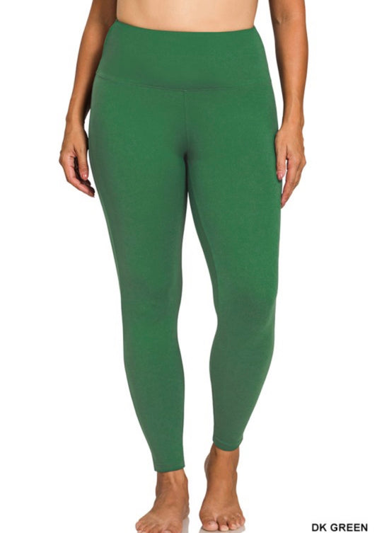 Dark Green Microfiber Leggings