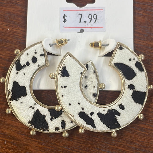 Cow Print Hoops