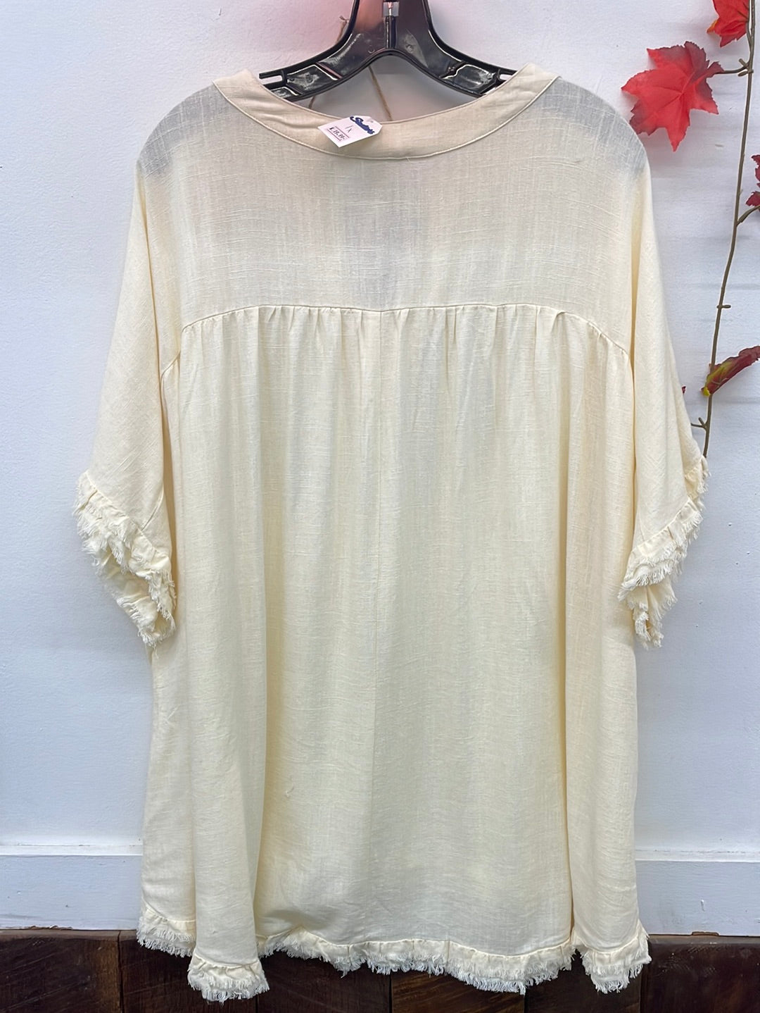 Linen Fringe Top-Plus