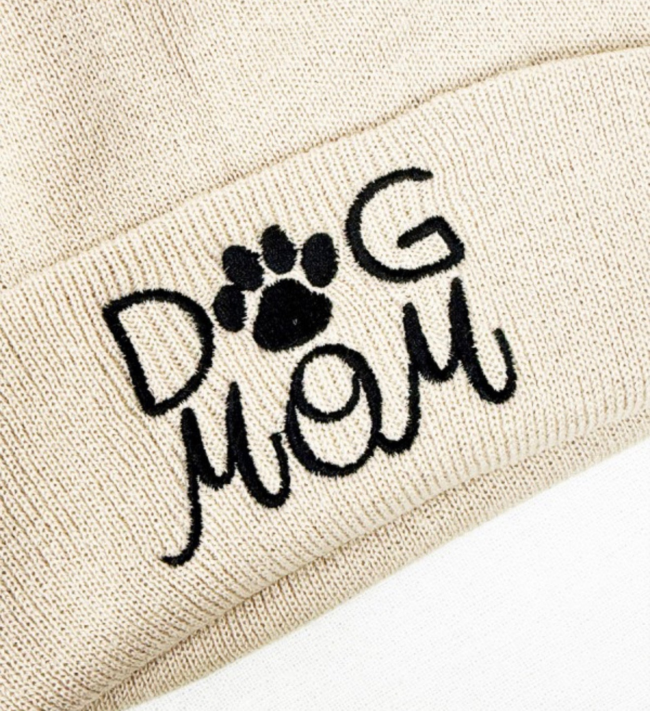 Embroidered Dog Mom Beanie
