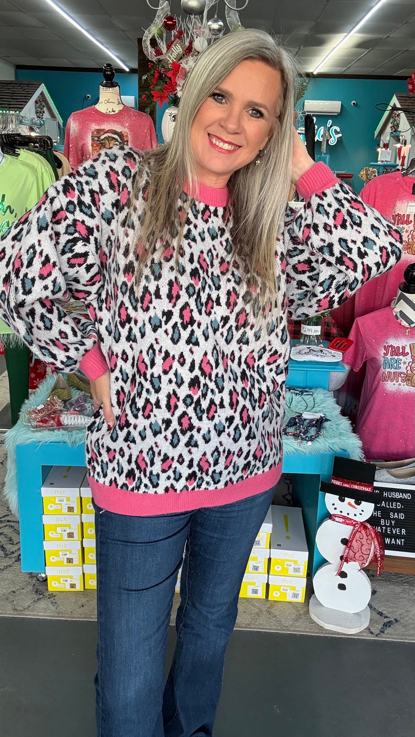 Pink Leopard Sweater