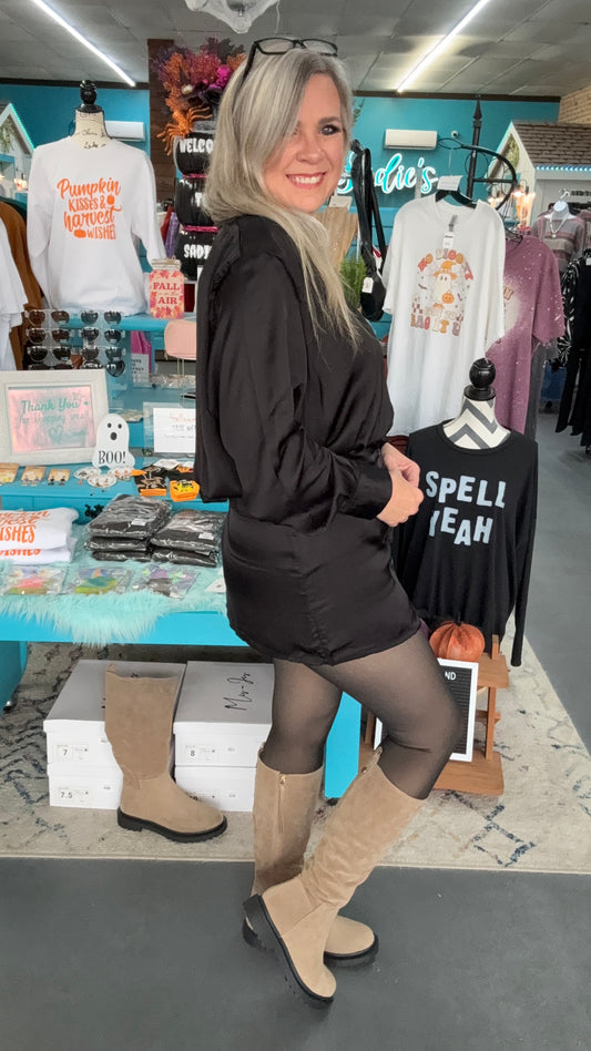 Black Silk Shirt Dress