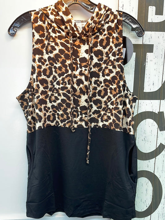 Sleeveless Leopard Hoodie