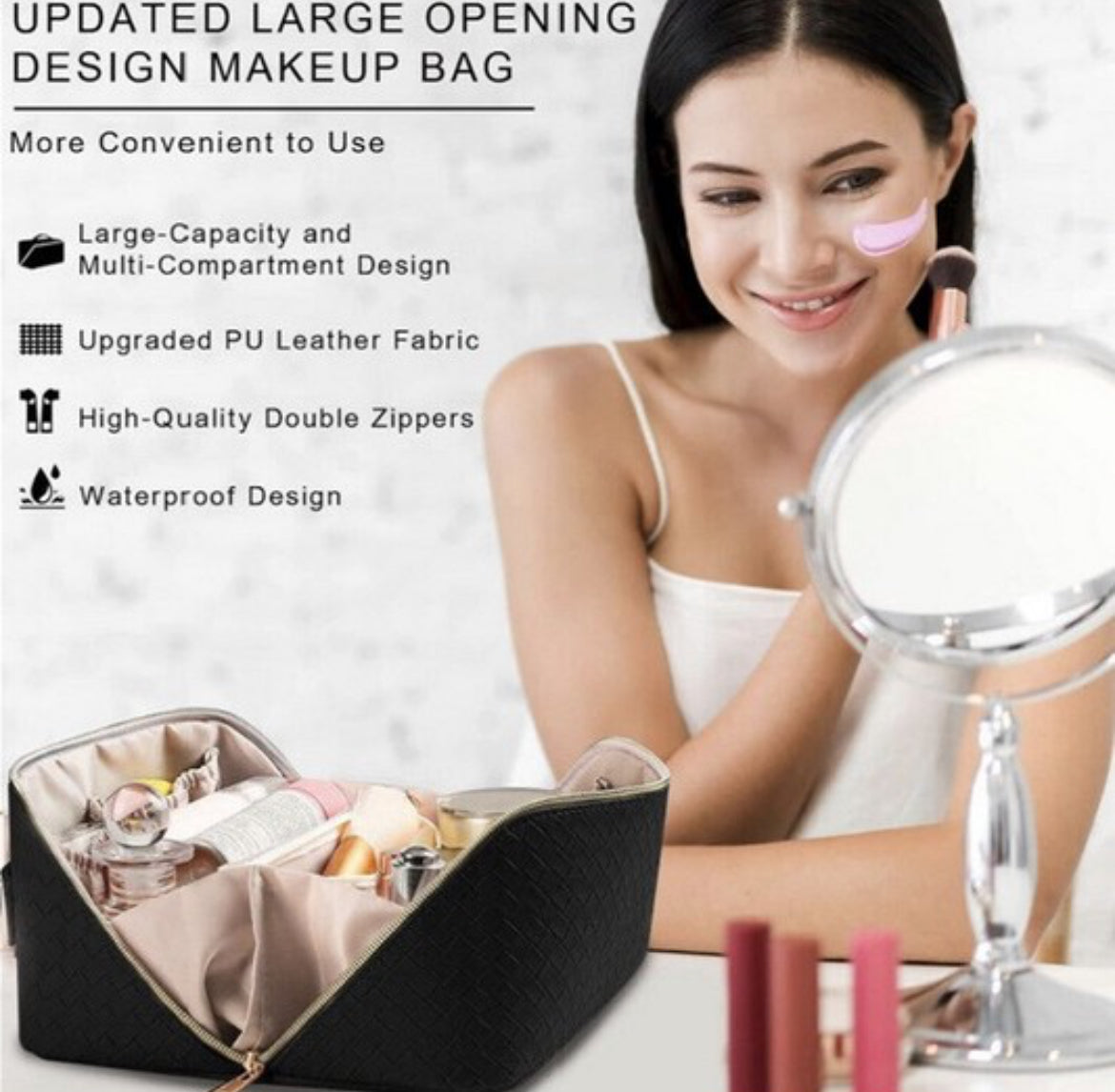Basket Weave Makeup Bag